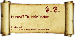 Huszák Nándor névjegykártya